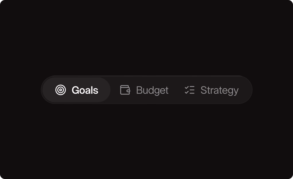 Goals, budget and strategy
