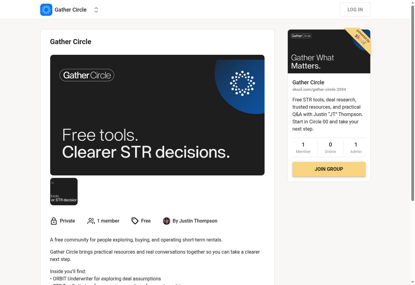 A preview of the Gather Circle community on Skool.